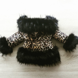 Kinderjas panterprint  Bontkraag jas Leopard  bontkraag Winterjas BamBella