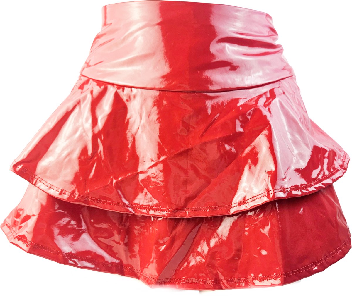 BamBella® - Datex mini Rok kousen Rood Rollenspel sm dames sexy Glans kleding mix van Latex en stof