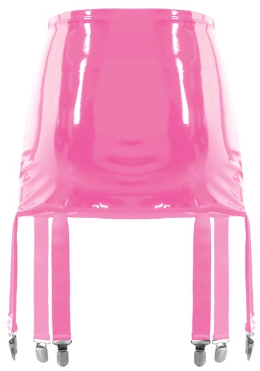BamBella® - Datex mini Rok -  voor Jarratel kousen Roze Rollenspel sm dames sexy Glans kleding mix van Latex en stof