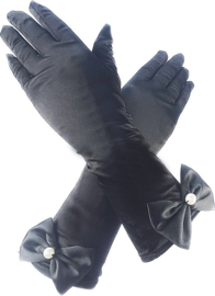 BamBella® - Sexy Handschoenen Half Lang Zwart Strikje - dames - One size