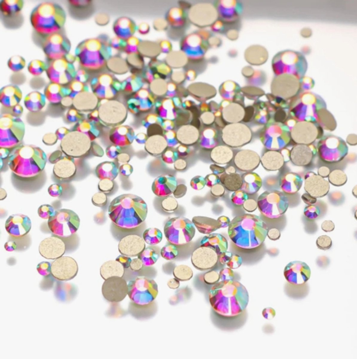 BamBella® Plak strass Steentjes - 1440 stuks - SS4 tot SS20 - Mix wit AB stenen glitters nail art kleding versieren