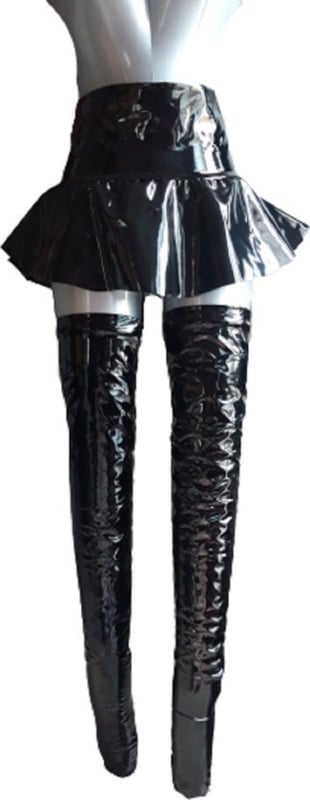 Datex mini Rok - Maat XS T/m XXL zwart Rollenspel sm dames sexy Glans kleding mix van Latex en stof | Datex
