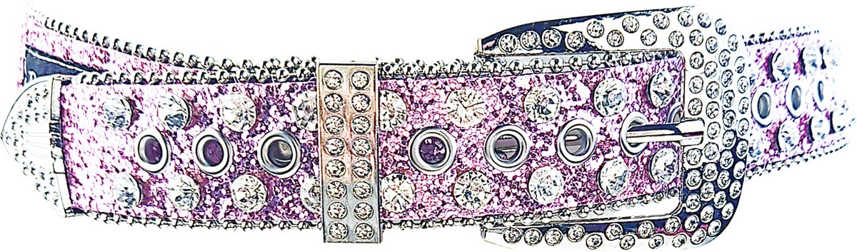BamBella® - Riem Heup - 115cm maat S M L - verstelbare Belt Dames heupriem taille steentjes roze Skull goth broekriem