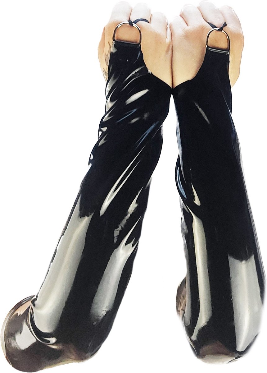 BNDGx® - 100% LATEX Handschoenen -  - Lang Zwart BDSM SM sexy glans handschoen vingerloos BDSM Rubber Fetish SM rollenspel kleding