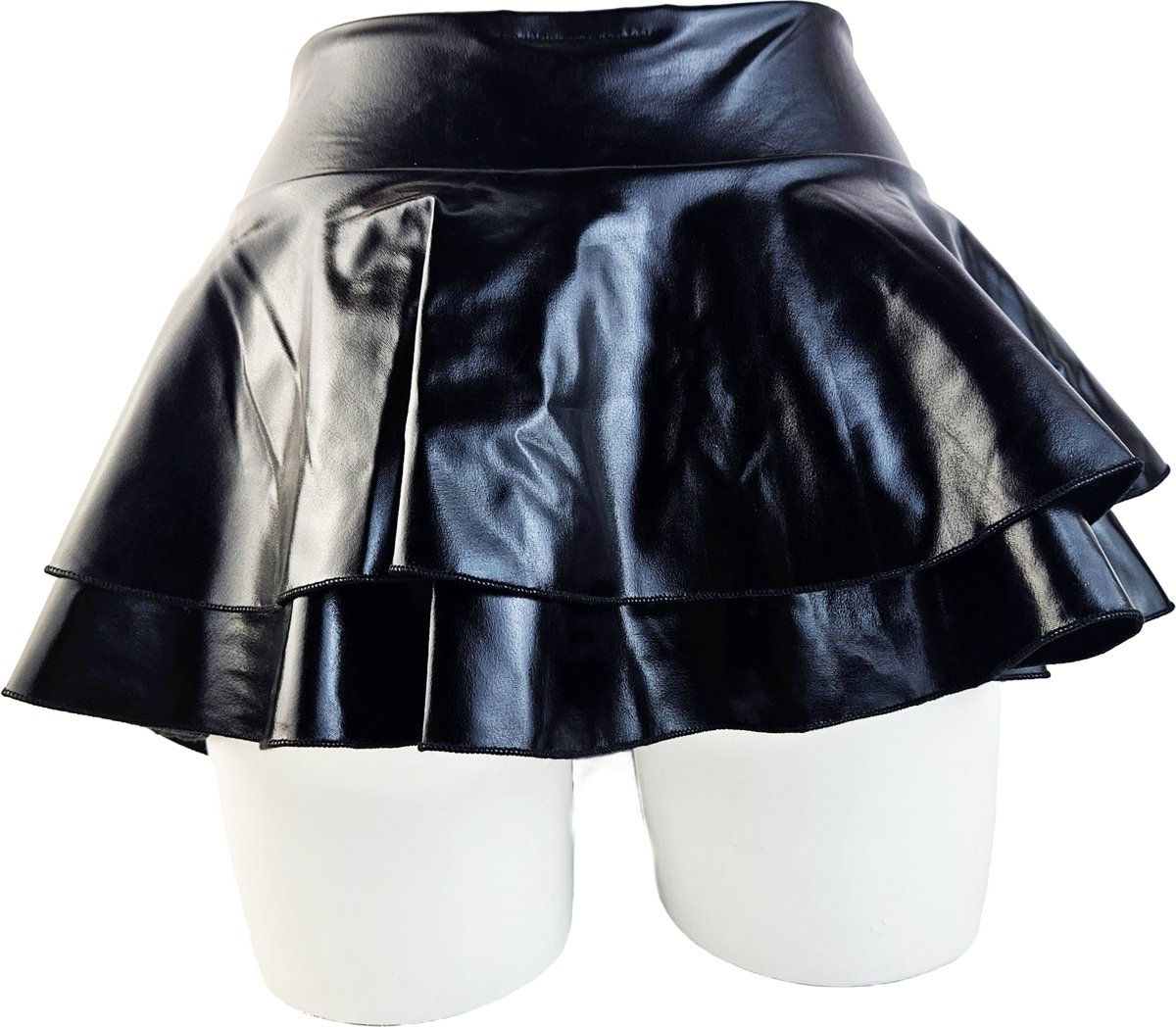 BamBella® - Mini rok -  Shiny Wetlook - Sexy Erotische rokje Super shine metallic Lame Glans Zwart