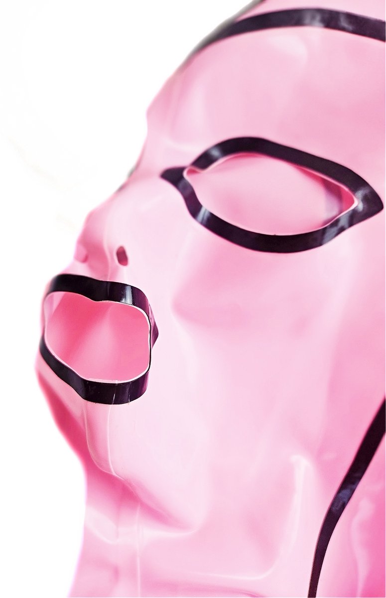 BNDGx® -100% Latex Masker - met staart - ogen mond open - Anoniem Erotiek - Extreme BDSM sm fetish Rollenspel kleding roze