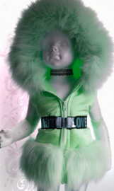 Bodywarmer  groen met bont zomer kinderjas jas meisje en baby