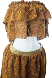 BamBella® Kleding set - L/XL - Rok crop top kant set bruin