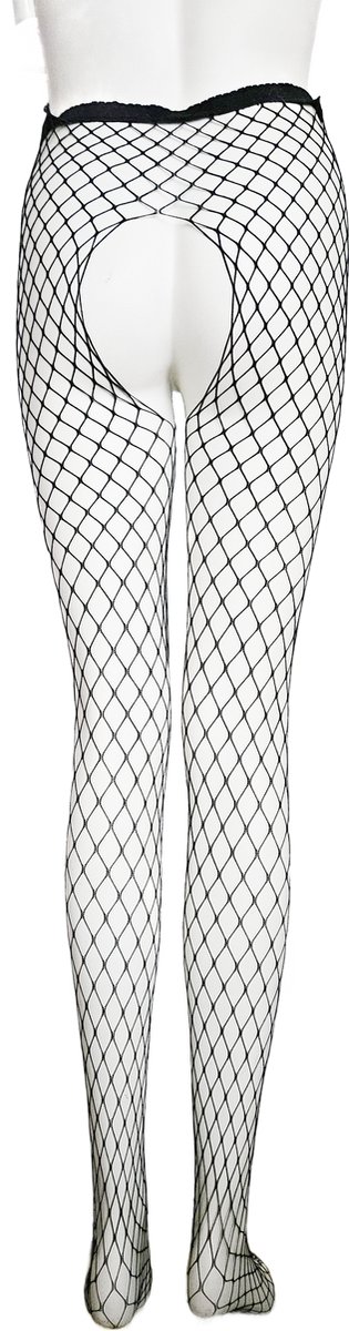 BamBella ® Panty open kruis zwart gaten visnet dames Onesize