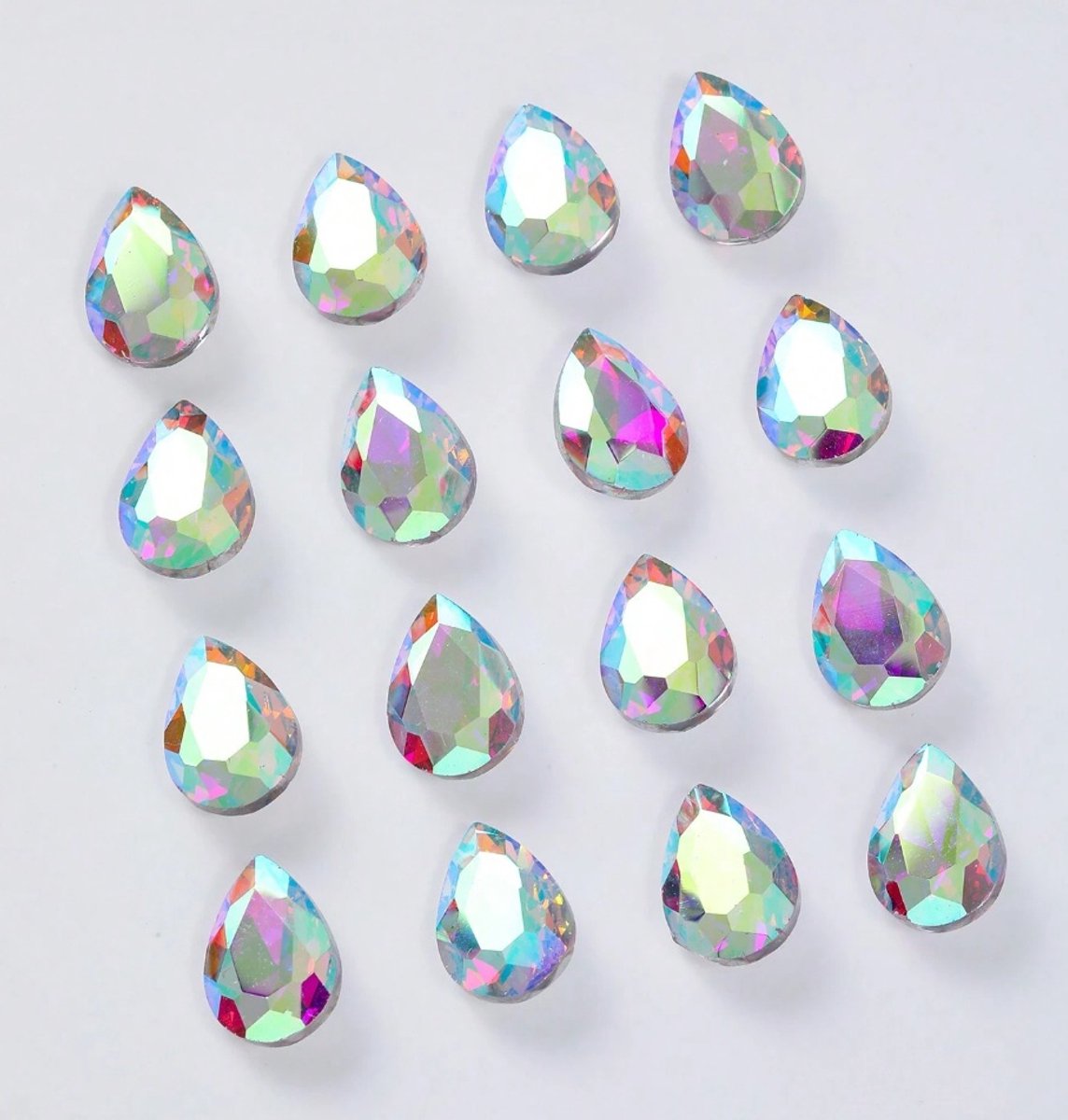 BamBella® Glazen stenen AB zonder gat look grote - 100 stuks - kleding versieren steentjes DIY hobby knutselen Glitter decoratie