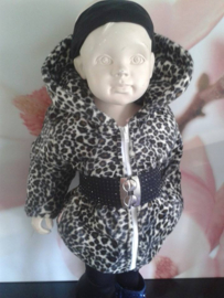 Kinderjas panterprint Bontkraag jas leopard Winterjas Wit  BamBella