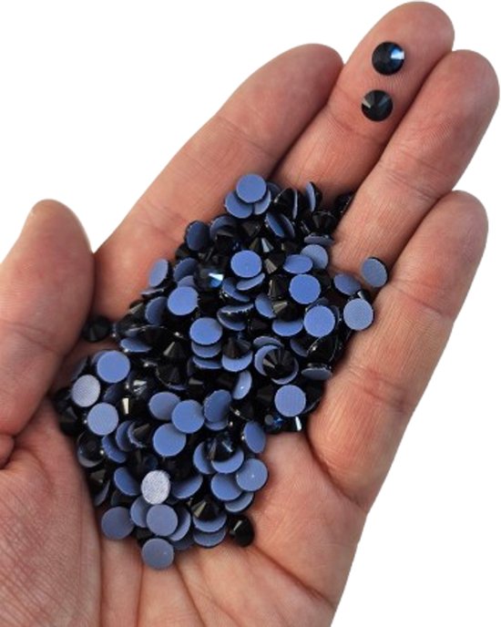 BamBella® - SS30 - Blauw Zwart - Hotfix strass Steentjes - 288 stuks - strass stenen glitters nail art kleding versieren