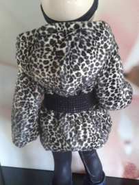 Kinderjas panterprint Bontkraag jas leopard Winterjas Wit  BamBella