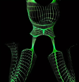 BamBella ® - Panty pak -Onesize - Glow in the dark body suit - Dames - Onesize - sexy Erotische jumpsuit van kant lingerie