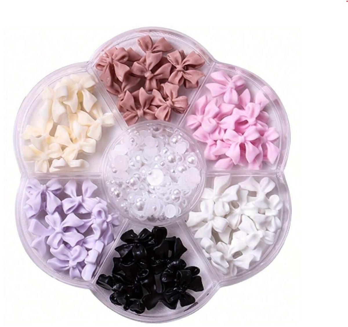 BamBella® mix kleur - strikjes Steentjes in doos - set tools set steentjes plak glitter steen doosje art knutselen naaien