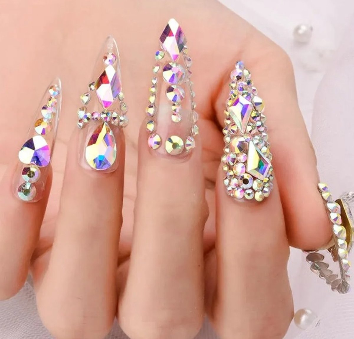 BamBella® Plak strass Steentjes - 100 stuks - AB - geel strass stenen glitters kleding versieren