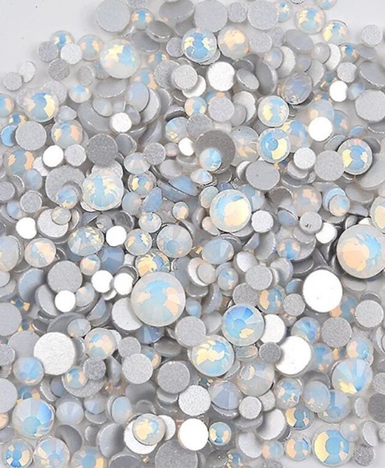 BamBella® Plak strass Steentjes - 1 zakje - 3mm tot 6mm - Wit AB doorzichtig strass stenen glitters nail art kleding versieren