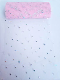 BamBella ® - Glitter Stof - 9 meter - Decoratie roze naaien knutselen