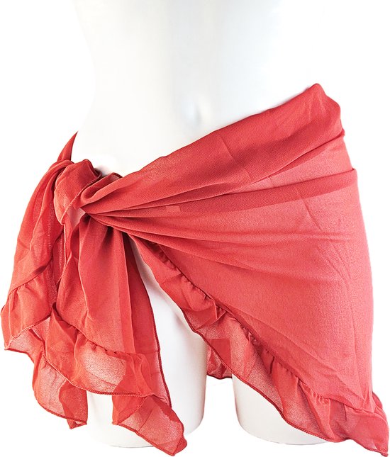 BamBella® - Rok - Onesize omslag doek Strand rokje kort doorzichtig chiffon Rood
