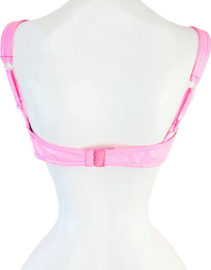 Top - Maat  - Datex (mix van latex en stof) BH crop Top shirt Roze met knoopjes