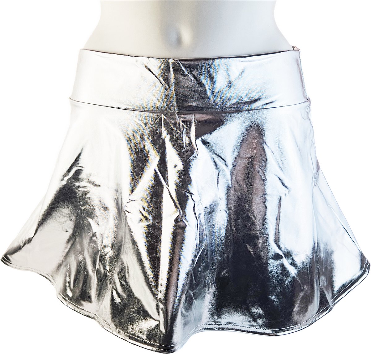 BamBella® - Mini rok -  Shiny Wetlook - Sexy Erotische rokje Super shine metallic Lame Glans Zilverkleurig