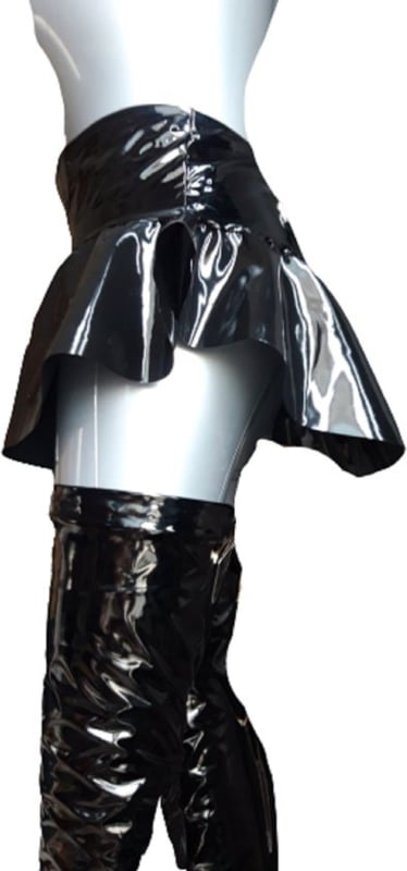 Datex mini Rok - Maat XS T/m XXL zwart Rollenspel sm dames sexy Glans kleding mix van Latex en stof | Datex