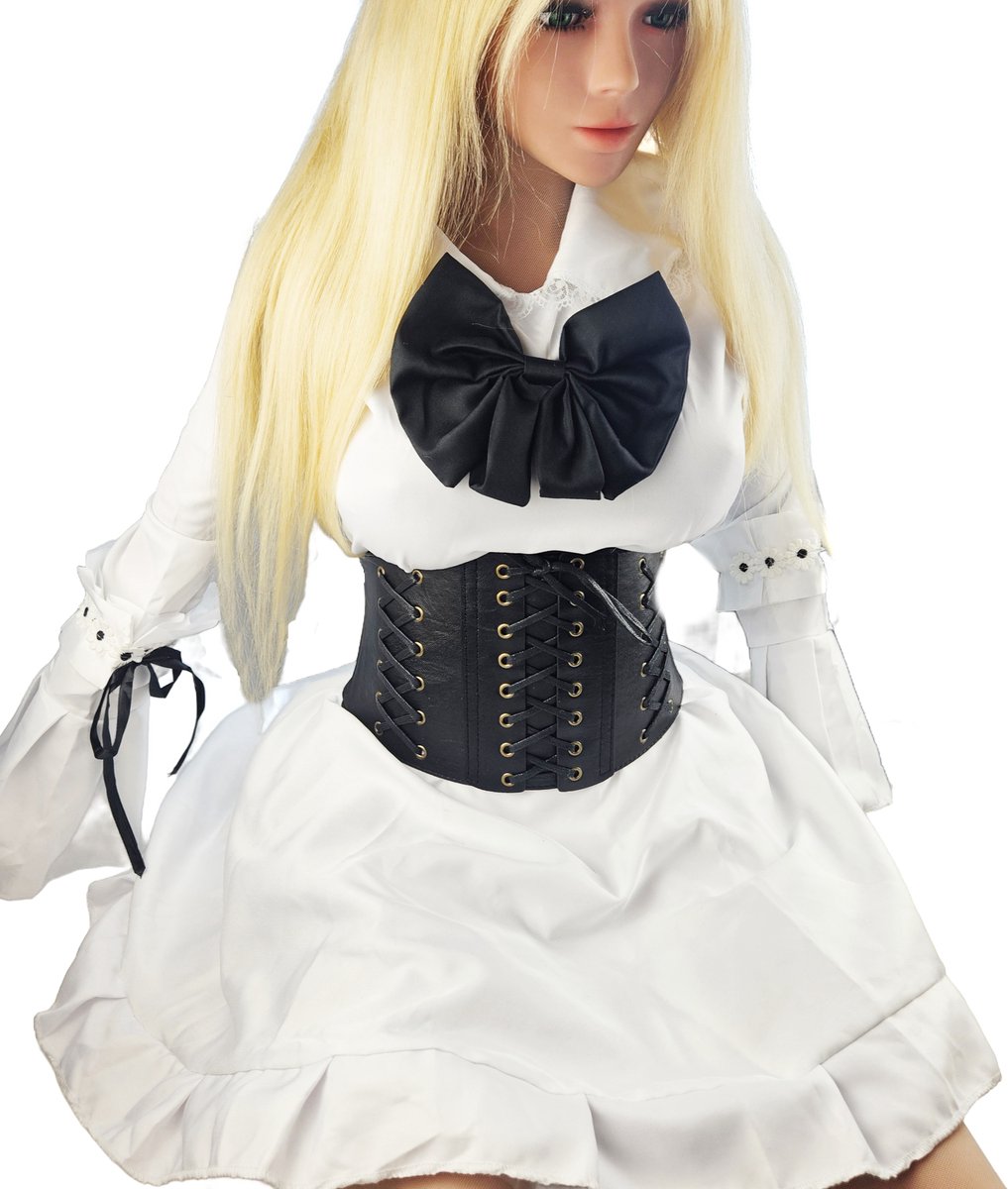 BamBella ® - Corset Riem Maat  Mode Body Gothic Goth taille riem zwart nepleer met vetersluiting Verstelbaar korset belt