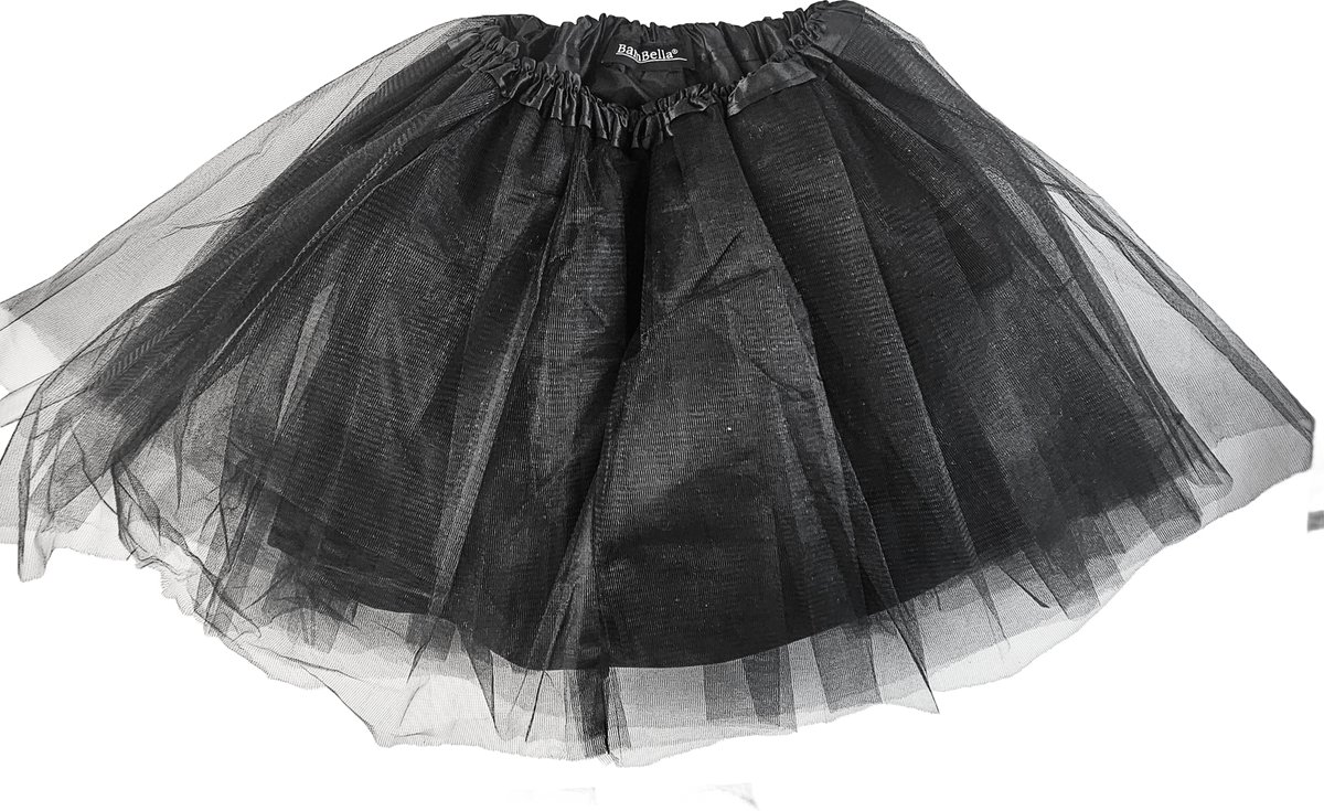 BamBella® - Onesize korte Petticoat Grote rok poffig zwart Tulle laagjes rokje rok dames