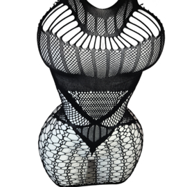 BamBella® - Jurk - Onesize - Erotische sexy nacht jurkje doorzichtig kant - Super Stretch Zwart