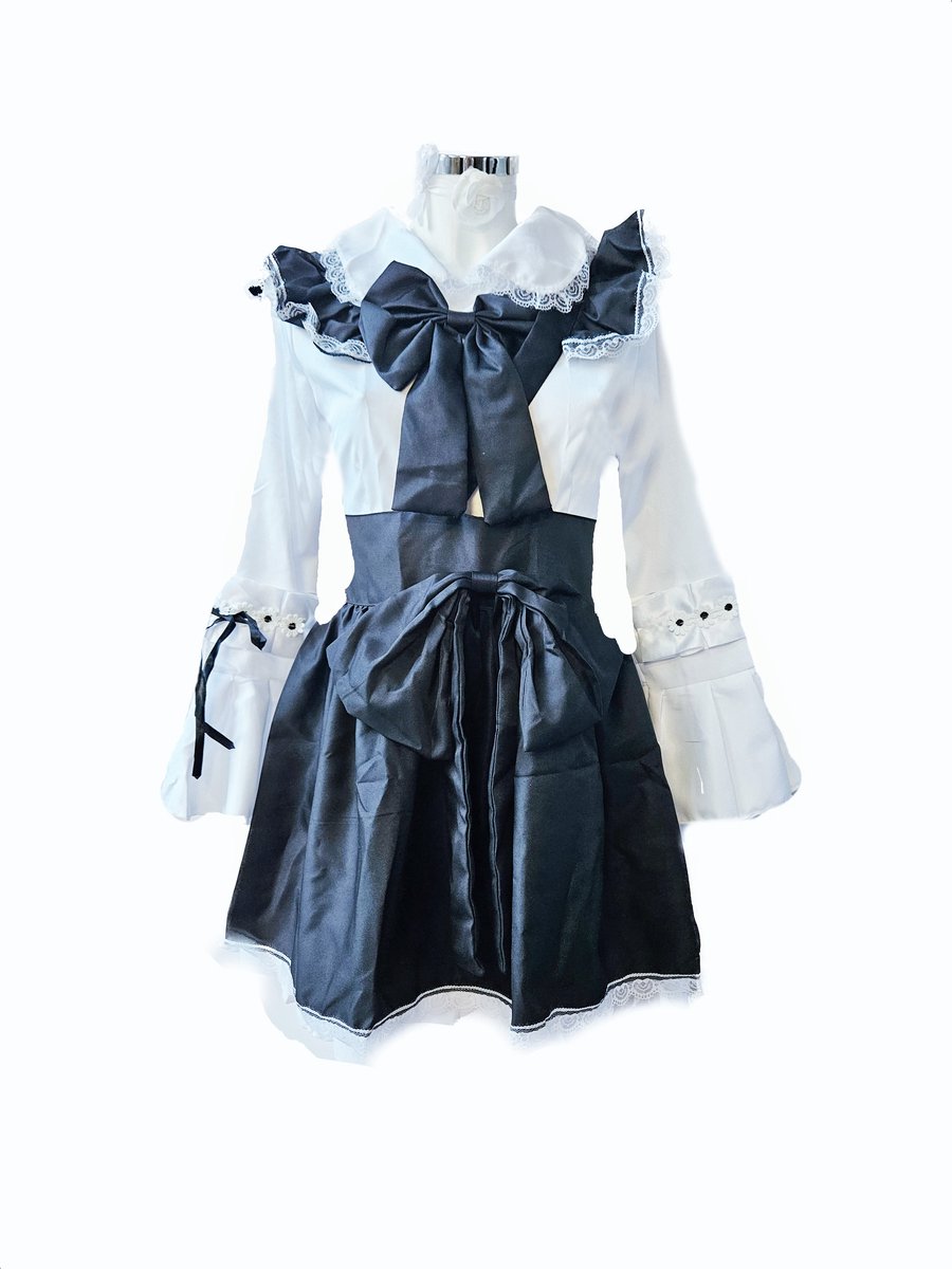 BamBella® - Kleding set - S/M - Japansje meisjes jurk cosplay pak met grote strik en schort