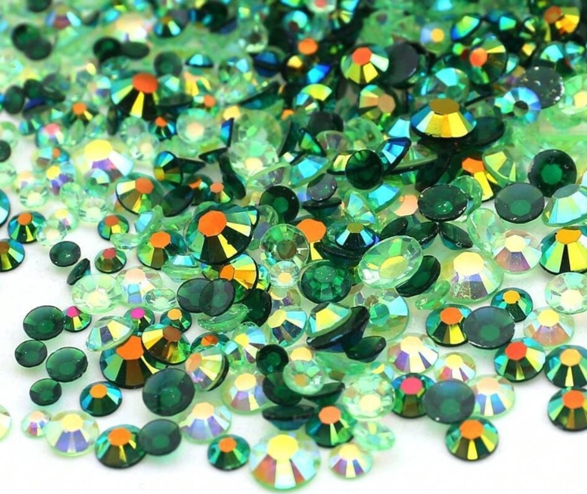 BamBella® Plak strass Steentjes mix - 1 zakje - 3mm tot 6mm - groen strass stenen glitters nail art kleding versieren