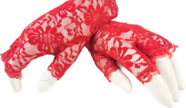 BamBella® - Handschoenen Rood kant Kort - dames - Vingerloos