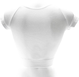 Shirt - Maat S/M - Crop top wit stretch sport shirt