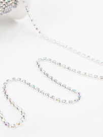 Strass ketting lint - AB- SS6 - 1 meter - steentjes touw diamantjes crystal naaien knutselen versieren glitter