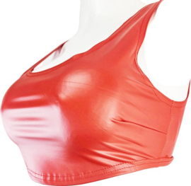 Top  -wetlook crop Top shirt Rood