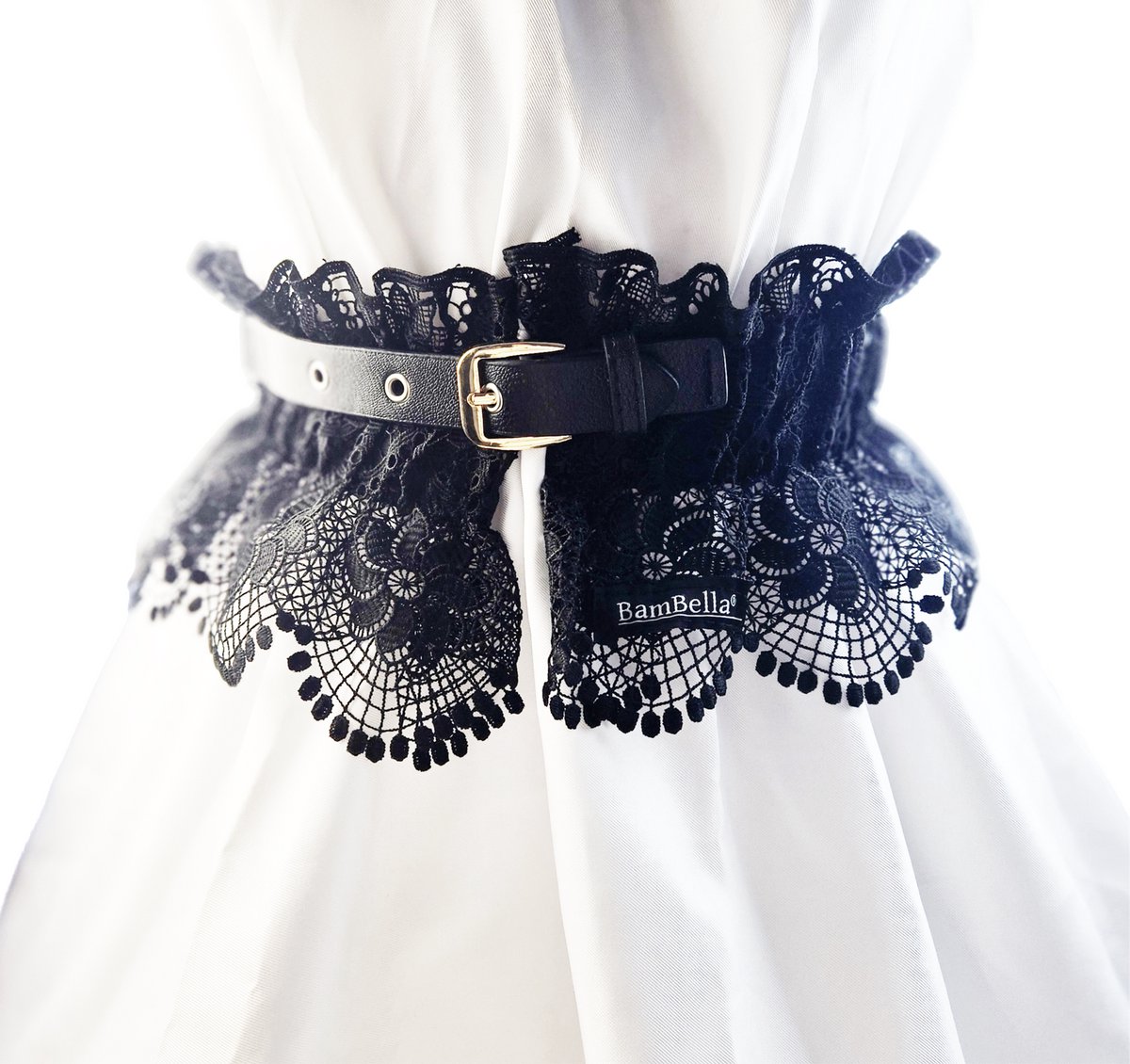 BamBella ® - Riem Maat Onesize - Rok franje ruches Mode Body Gothic Goth taille riem zwart met belt