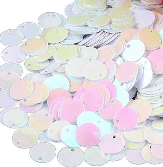 BamBella® AB wit kleur - Grote Naai pailletten - 20 gram- lovertjes zilver kleurig glitters kleding versieren