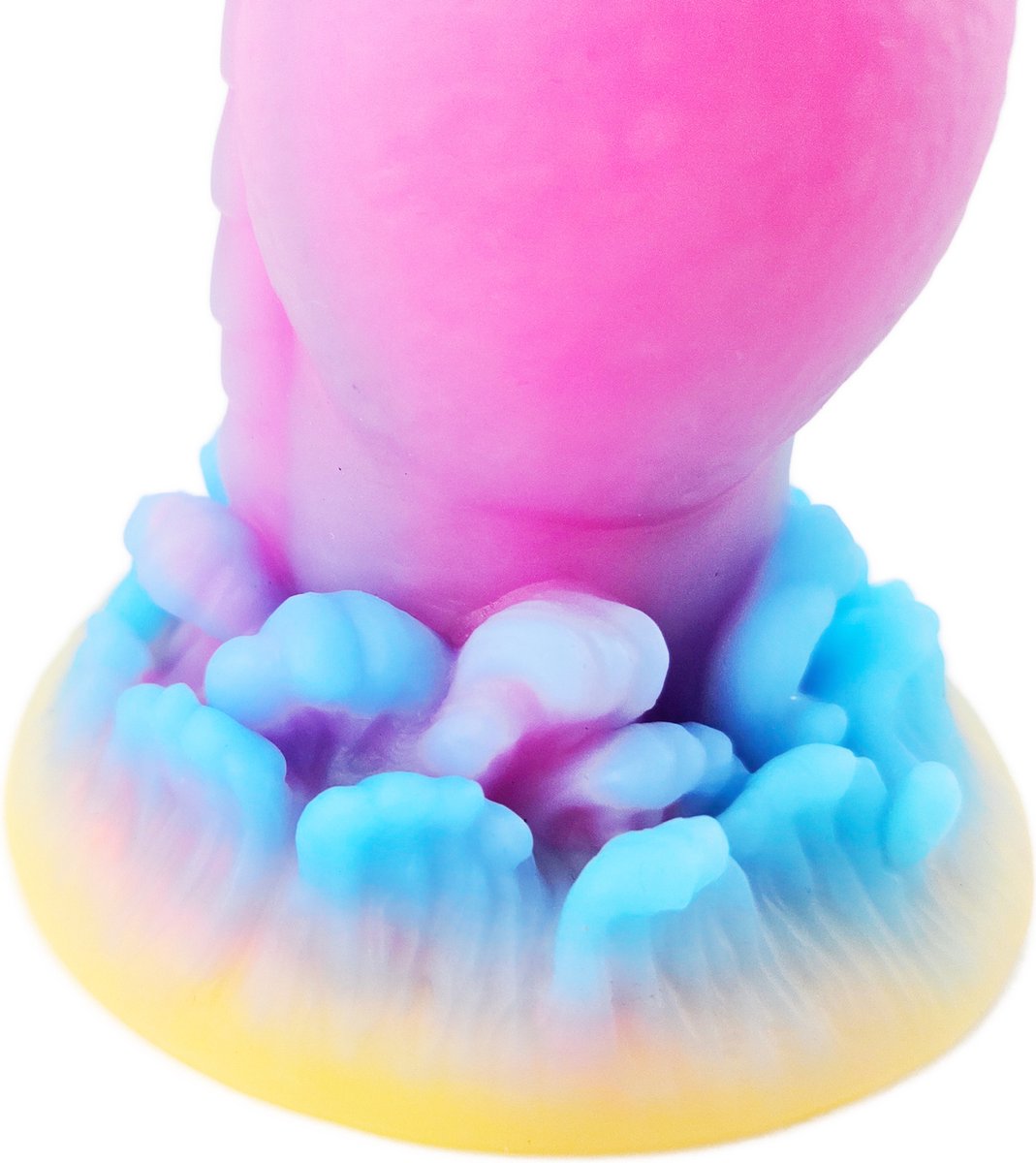 BNDGx® - Dildo - Glow in the dark gekleurd - 21cm -Roze blauw dikke Penis -Zuignap - anaal vaginaal