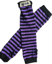 BamBella® Vingerloos Strepen handschoenen - One Size - Zwart paars