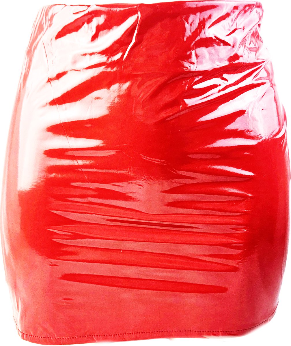 Datex mini Rok - Maat XS T/m XXL Rood Rollenspel sm dames sexy Glans kleding mix van Latex en stof | Datex