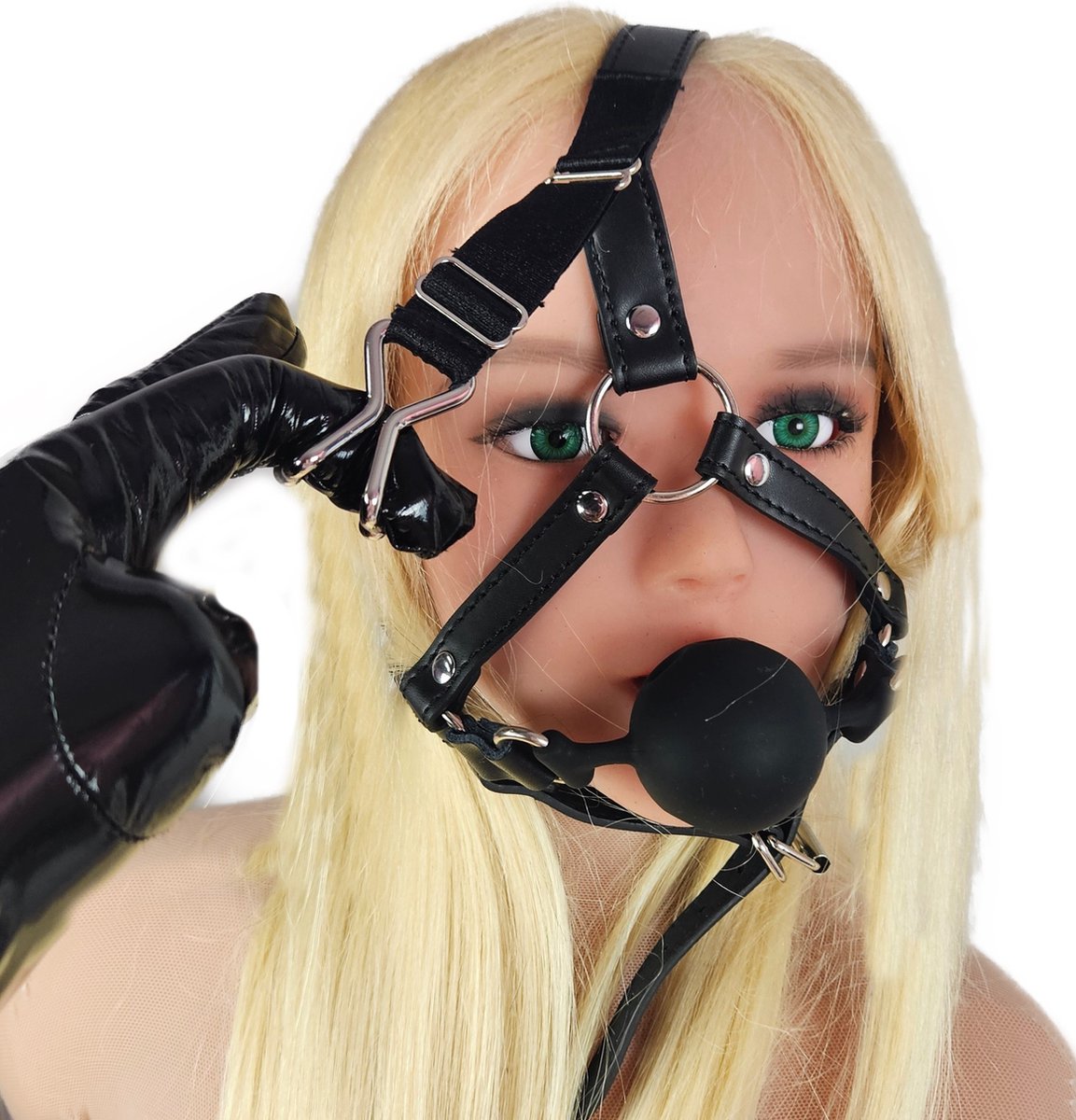 BNDGx® - Extreme BDSM Masker - Nep Leer - Met Gag Neus Klem - SM