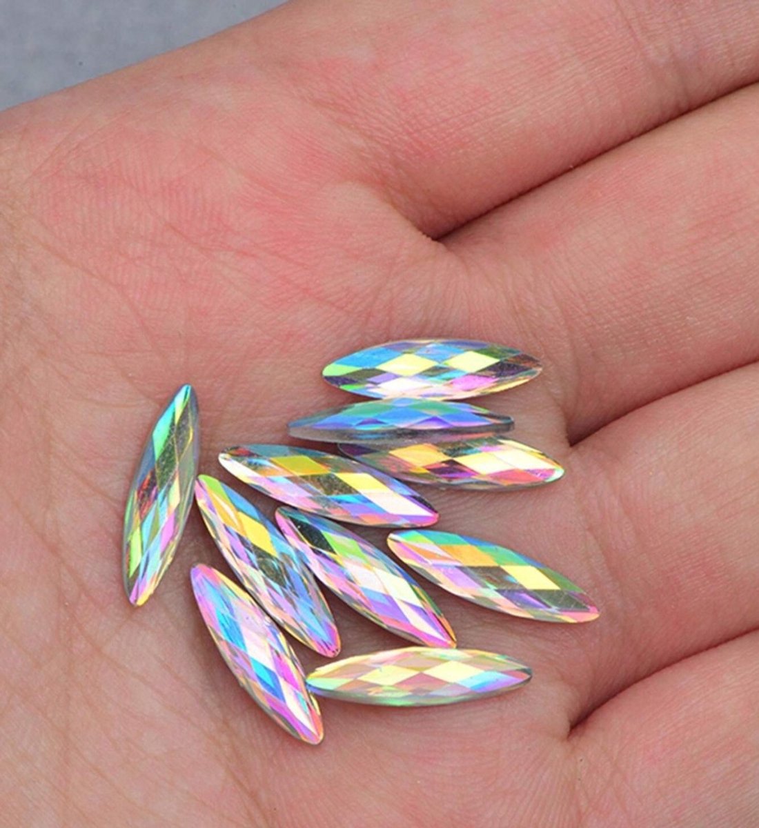 BamBella® Plak steentjes - Ovaal AB roze - mix grote stenen - 100 stuks - kleding versieren steentjes DIY hobby knutselen Glitter