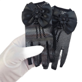 BamBella® - Feest Handschoenen Zwart Kant kinderen Meisje kort