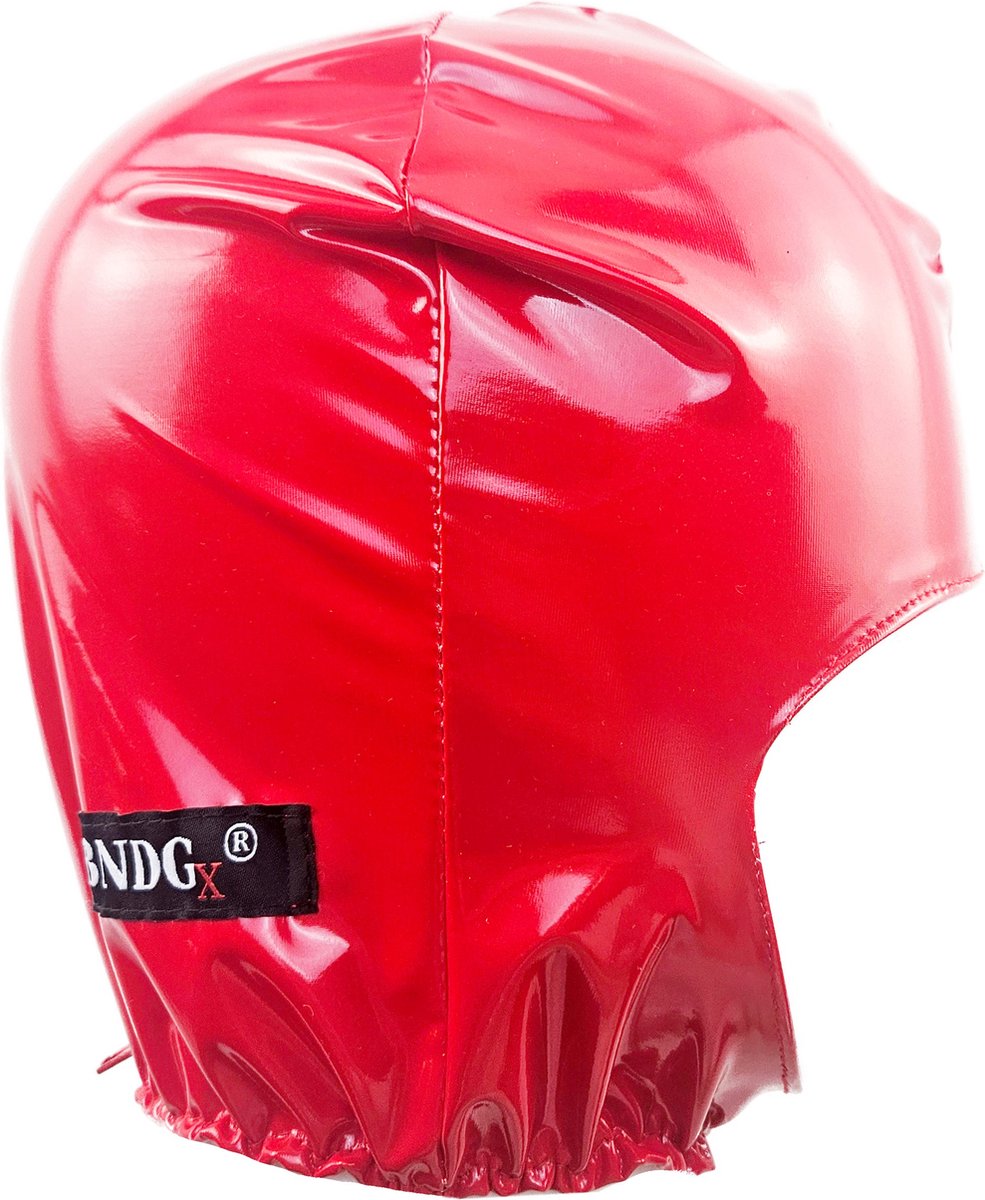 BNDGx® -Masker Datex (Mix LATEX en stof) mond opening - Erotiek - Extreme BDSMsm fetish Rollenspel kleding Zwart