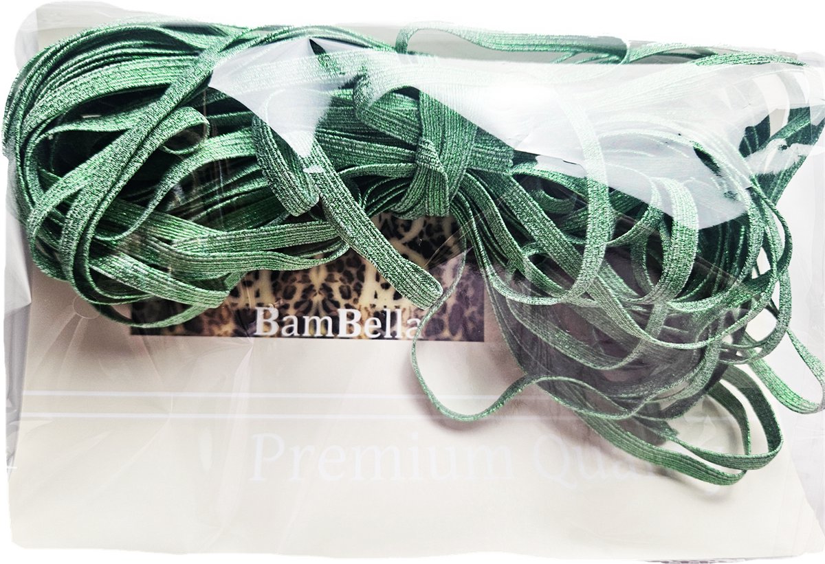 BamBella® - Elastiek - glitter groen - 4.5 meter - taille Band - 6mm breed - wit voor naaien