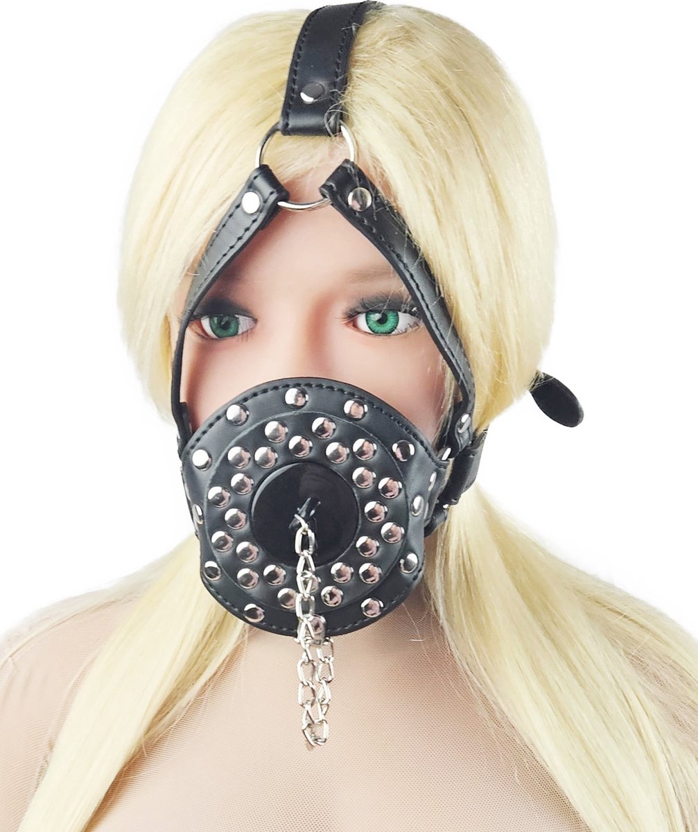 BNDGx® - Extreme BDSM sex Masker set met drink filter - Nep Leer - SM Erotisch seksspeeltje voor koppels
