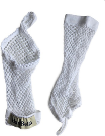 BamBella® Vingerloos Net handschoenen - One Size - Wit- Visnet handschoenen - Feest - Gothic Carnaval