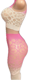 BamBella® -   set - Onesize - Erotische sexy nacht set broek met top doorzichtig kant - Super Stretch