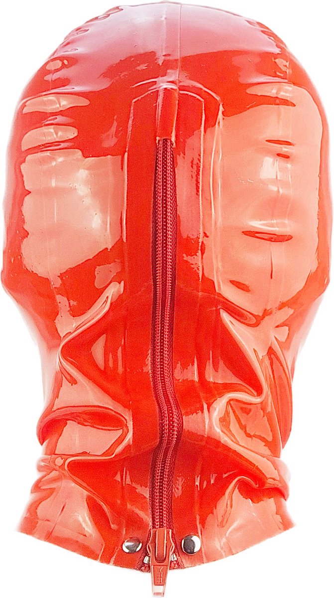 BNDGx® -100% Latex Masker ogen mond open - Anoniem Erotiek - Extreme BDSM sm fetish Rollenspel kleding Rood