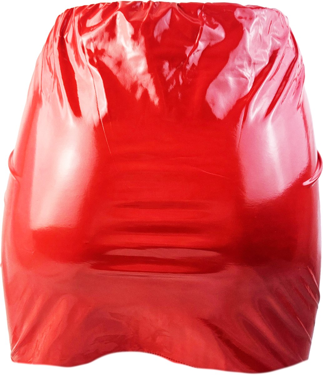 Datex mini Rok - Maat XS T/m XXL Rood Rollenspel sm dames sexy Glans kleding mix van Latex en stof | Datex
